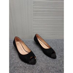 Castamere Women Peep Toe Pumps 8 Black Kitten Heel Comfort Logo Outdoor Wear